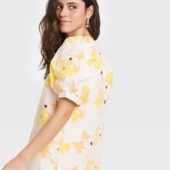 A New Day Yellow Floral Puff Sleeve Dress - Picture 6 of 12